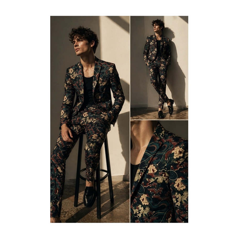 Topman Luxury Dragon Floral Suit Set 40R Slim Designer Statement Rare